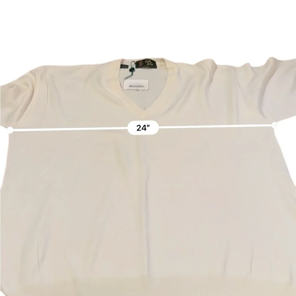 Bobby Jones Sweater Men's Medium V Neck Long Sleeve 100‎ Wool Cream NEW FLAWED
